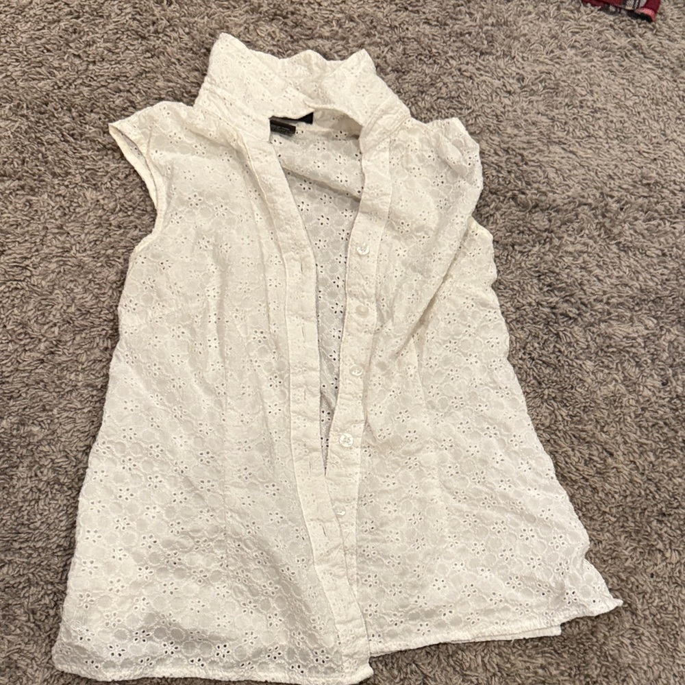 Autograph Cream Eyelet Button Down Shirt